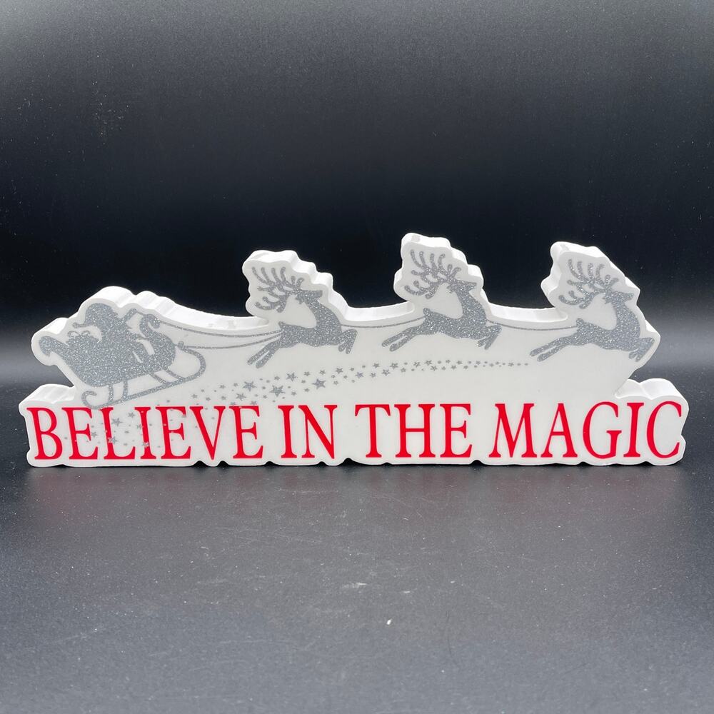 Believe in the Magic Christmas Santa Sleigh Sign - Quill to Paper by Sixtrees